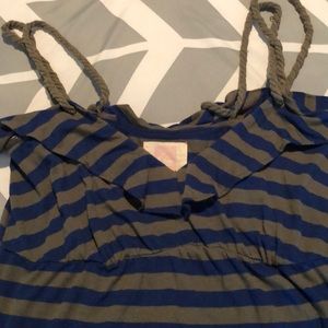 QUICKSILVER, lg, dark grey/blue striped dress